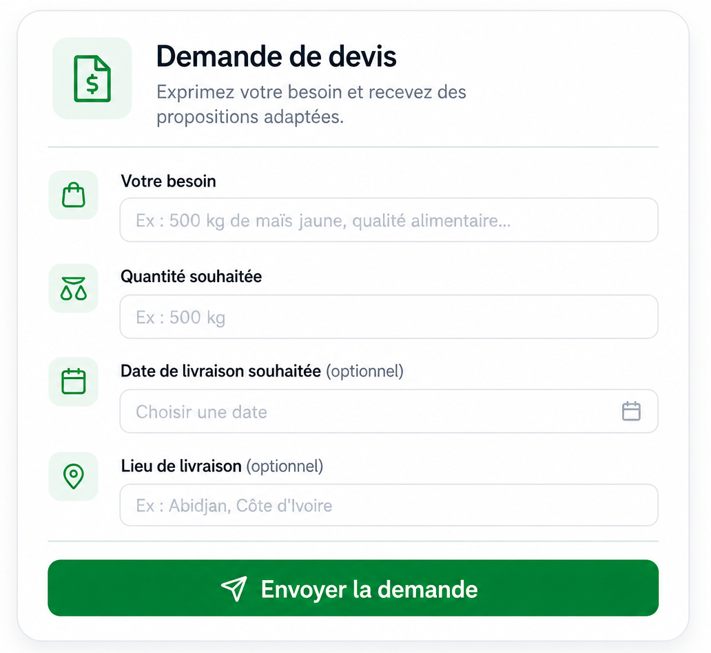 Mini interface de demande de devis Groweya